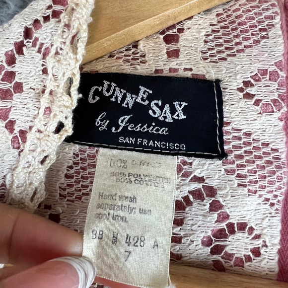 Vintage 1969 Gunne Sax Black Label Pink Lace Renaissance Dress size 7 - Picture 11 of 16